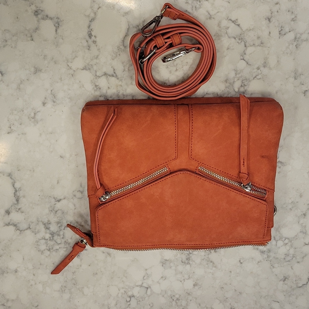 uede orangeg cross body purse